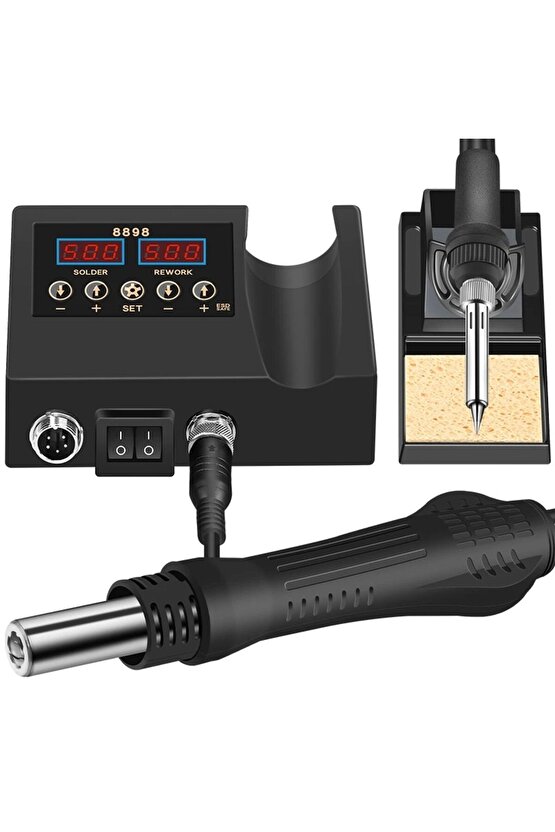 Sıcak Hava Üflemeli Havya İstasyonu Dijital Ekran 2in1 Lehim Makinesi ve Hava Tabancası