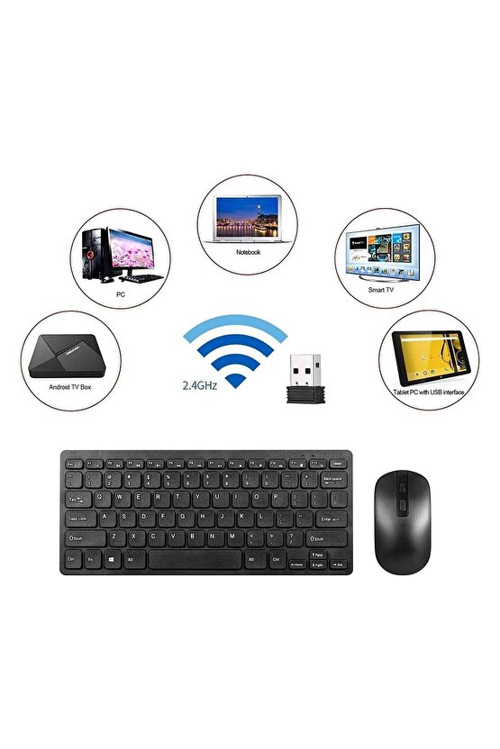 Samsung Tab A9+ Plus SX-210 11 Uyumlu Kablosuz Taşınabilir Q Klavye Ve Mouse Seti SİHAH