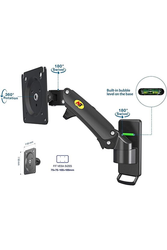 Casper Excalibur M.E238FIF-D 23.8 Monitör NB F120 Güçlendirilmiş Amortisörlü Hareketli Askı Aparatı