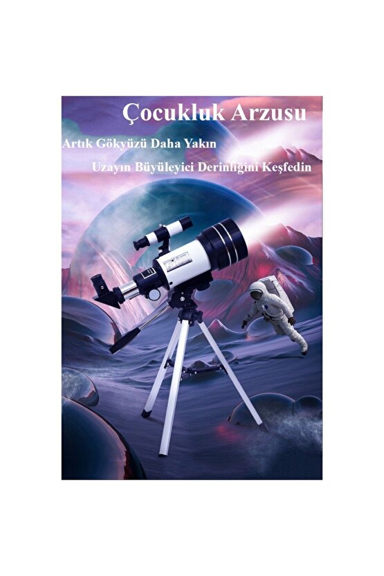 Profesyonel Astronomik Teleskop 150 Kat Yakınlaştırma Uzay-ay-doğa Gözlem Teleskobu Tripod Dahil