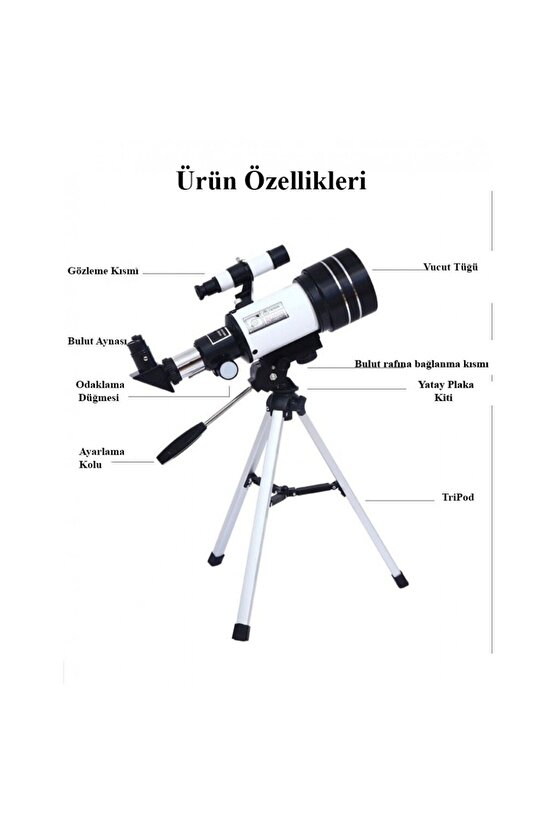 Profesyonel Astronomik Teleskop 150 Kat Yakınlaştırma Uzay-ay-doğa Gözlem Teleskobu Tripod Dahil