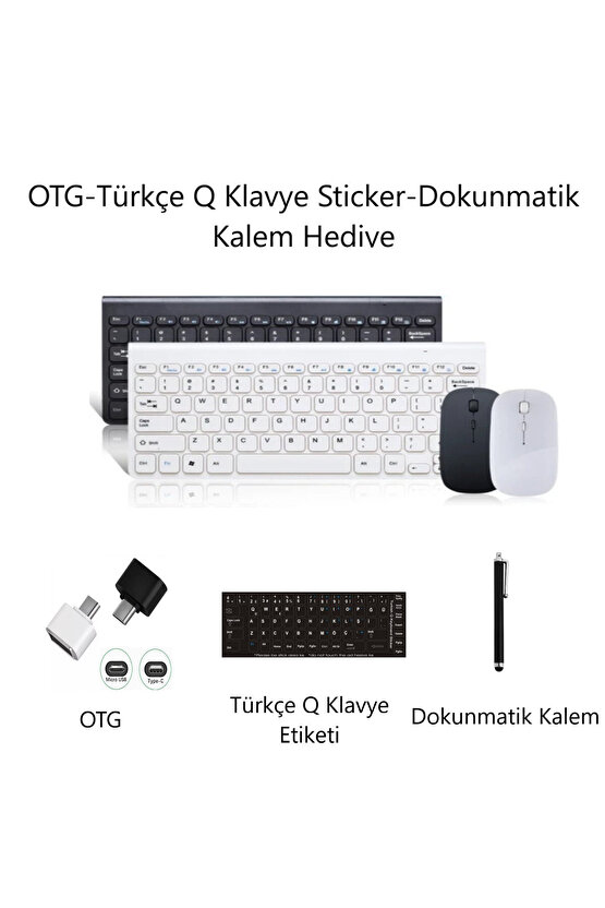 Alfa 10BT 10.4 Tablet Uyumlu Kablosuz Taşınabilir Q Klavye Ve Mouse Set BEYAZ