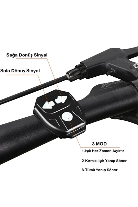Bisiklet Dönüş Sinyali 5 Işık Seçeneği Şarj Edlebilir Bisiklet Arka LED Uyarı Işığı Uzaktan Kumanda