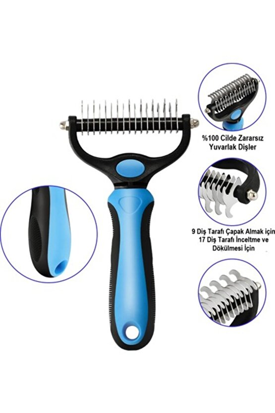 Kedi Köpek Tarağı Tüy Topak Açıcı Çift Taraflı Metal Dişli Evcil Hayvan Bakım Fırçası Tarağ