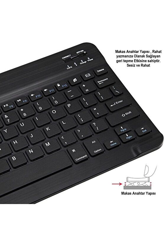 Tablet ve Telefonlar Için Şarjlı Kablosuz Türkçe Bluetooth Klavye