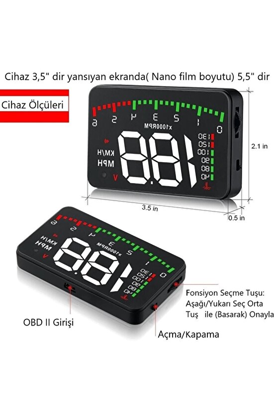 Hararet Motor Su Sıcaklık Göstergesi Saati Olmayan Araçlar Için Harici Dijital Gösterge Ekranı Obd