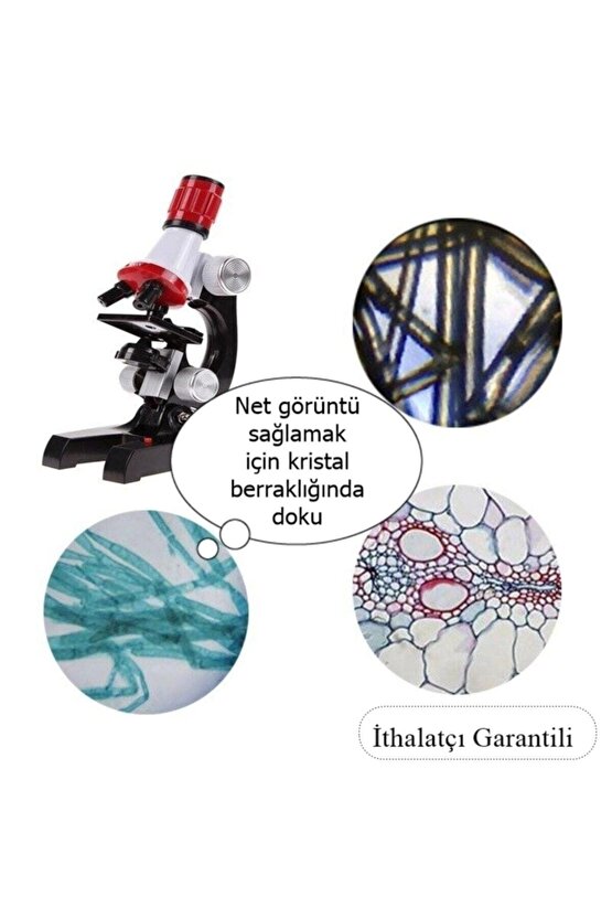 Çocuk Eğitici Biyolojik Mikroskop Kiti Zoom Led Işıklı 100x 400x 1200x St1200x