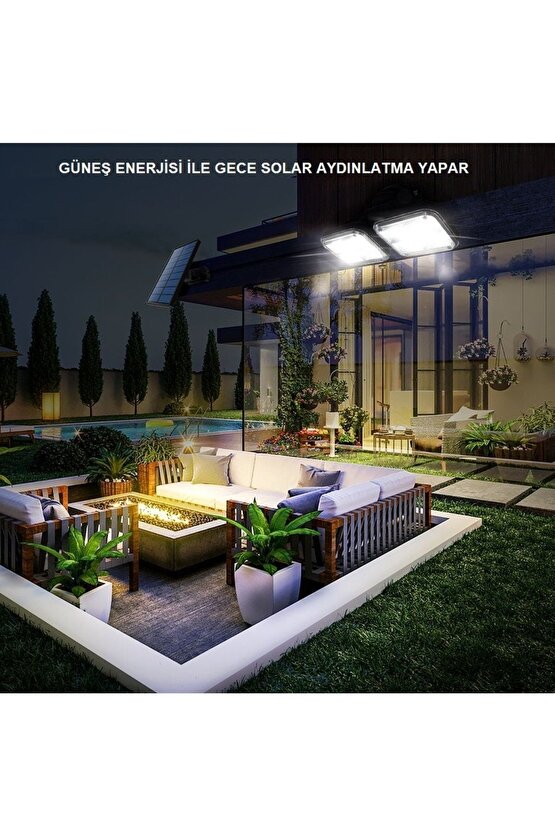 Solar Led Hareket Sensörlü Bahçe Aydınlatması Su Geçirmez 120 Ledli Güneş Enerjili Lamba