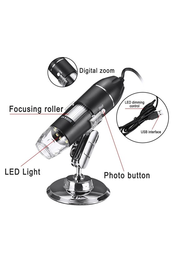 Cilt Ve Saç Analiz Cihazı 1600x 2.mp Usb 8 Led Digital Mikroskop