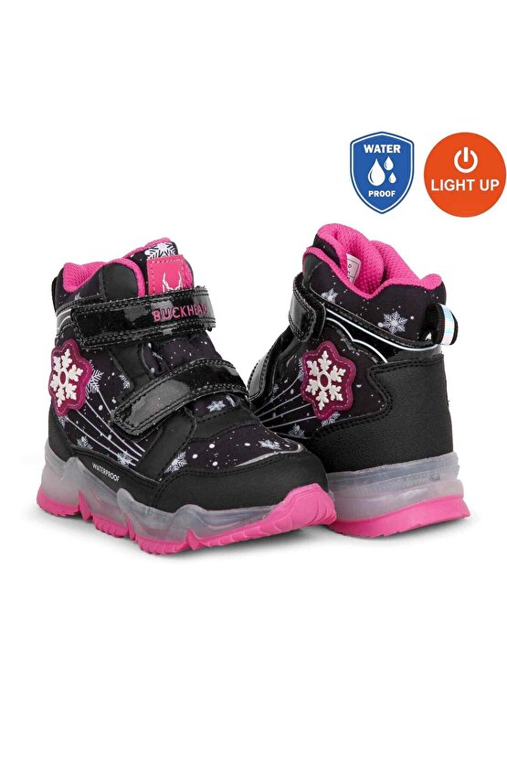 3034 Snowy WATERPROOF-IŞIKLI Anatomik Çocuk Bot Siyah
