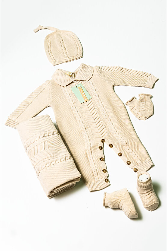 Yeni Doğan 5li Örme Triko Tulum Set