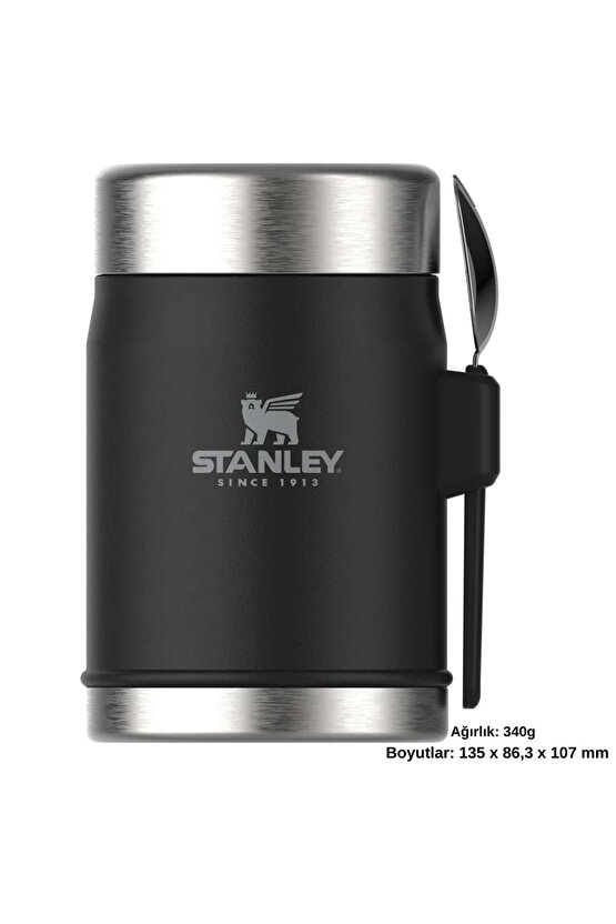 Classic Legendary Kaşıklı Yemek Termosu 0.4L Termos Kamp Matara SİYAH