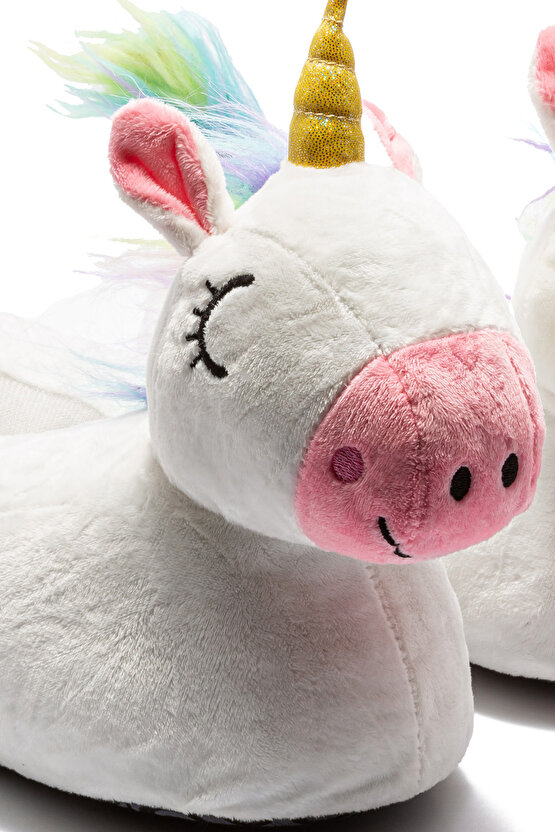 Pink Corn Kadın Hayvanlı Panduf Beyaz 3641