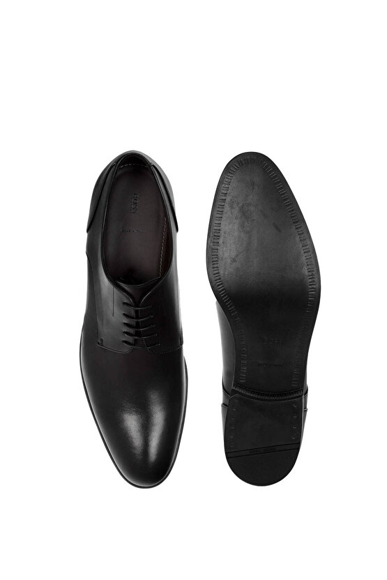 Eton Derby Erkek Klasik Siyah Deri Ayakkabı Made in Italy