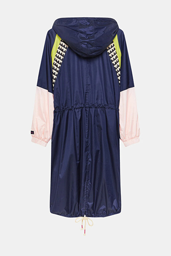 Lemlem Lacivert Desenli Kadın Yağmurluk