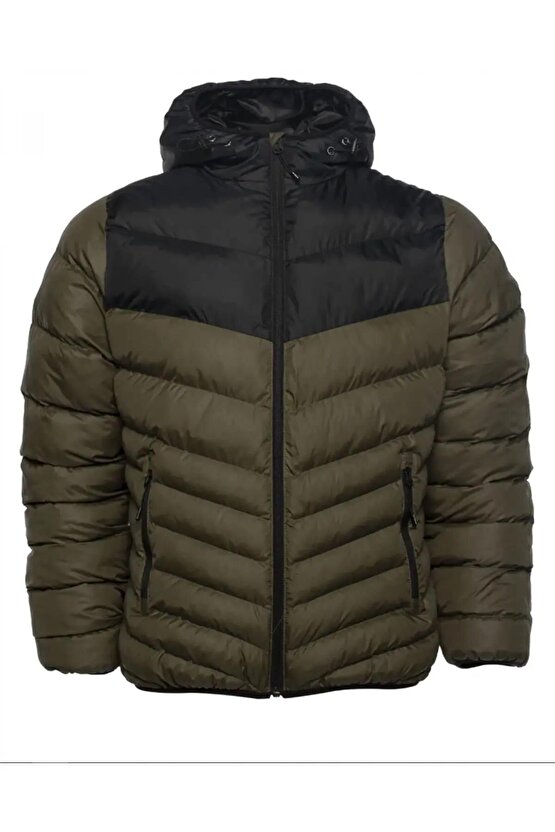 Yeşil Erkek Kapüşon Yaka Mont MNJ3233-TPG-NB