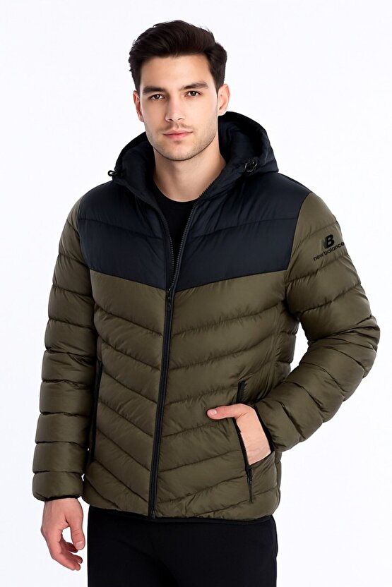 Yeşil Erkek Kapüşon Yaka Mont MNJ3233-TPG-NB