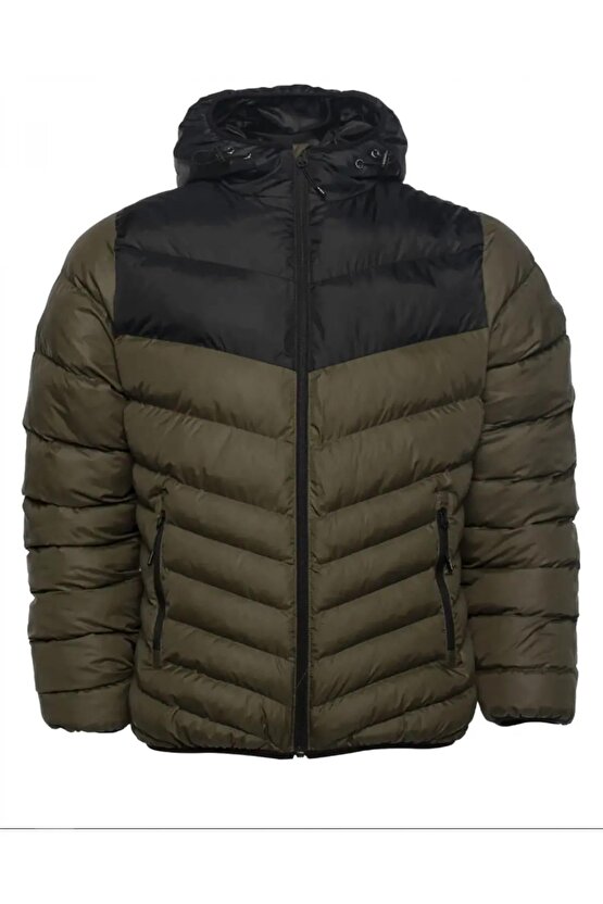 Yeşil Erkek Kapüşon Yaka Mont MNJ3233-TPG-NB