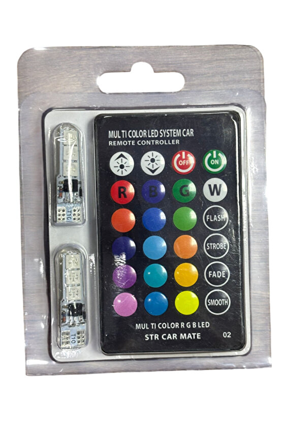 T10 Dipsiz Park Ampulü Flaşlı Kumandalı RGB BR 040 02 41