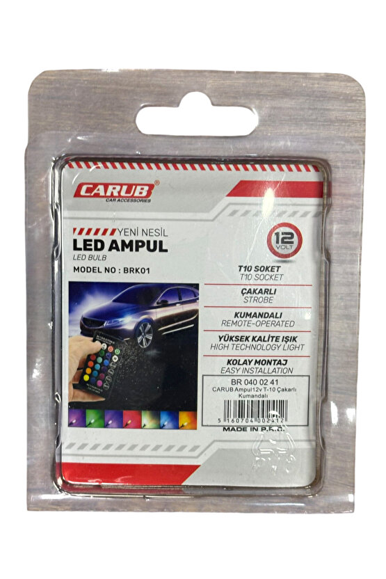 T10 Dipsiz Park Ampulü Flaşlı Kumandalı RGB BR 040 02 41