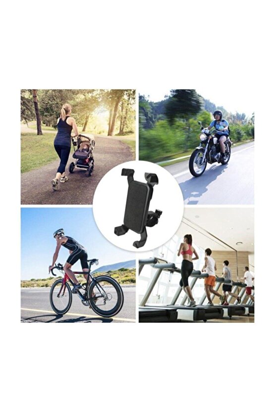 Bisiklet Motosiklet Ayarlanabilir Gidon Bağlantılı Telefon Tutucu Siyah