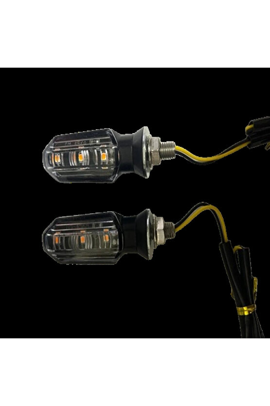 Motosiklet Sinyal Lamba Üniversal 12V Sarı Cam Sarı Led 2Li