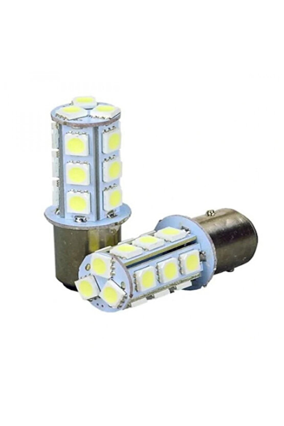 Çakar Ledli Stop Ampulü Fren Lambası 18 Led Kırmızı Çift Duy 1016