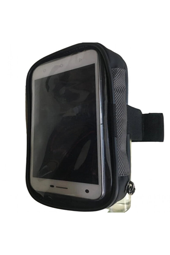 Siyah Su Geçirmez Kol Bağlantılı Lastikli Ayarlı Telefon Tutucu