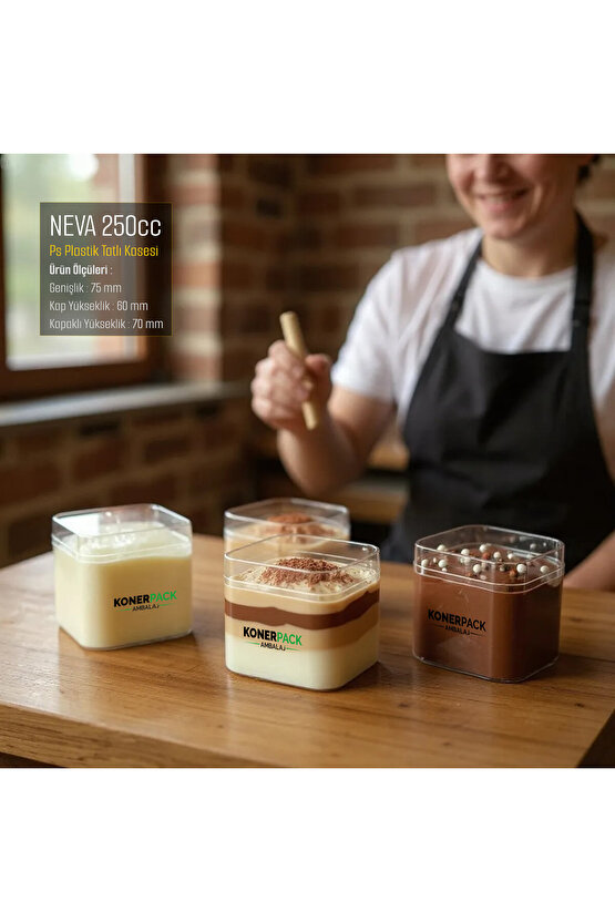 36 Adet Mika Sert Plastik Tatlı Kasesi 36 Kap + 36 Kapak Takım