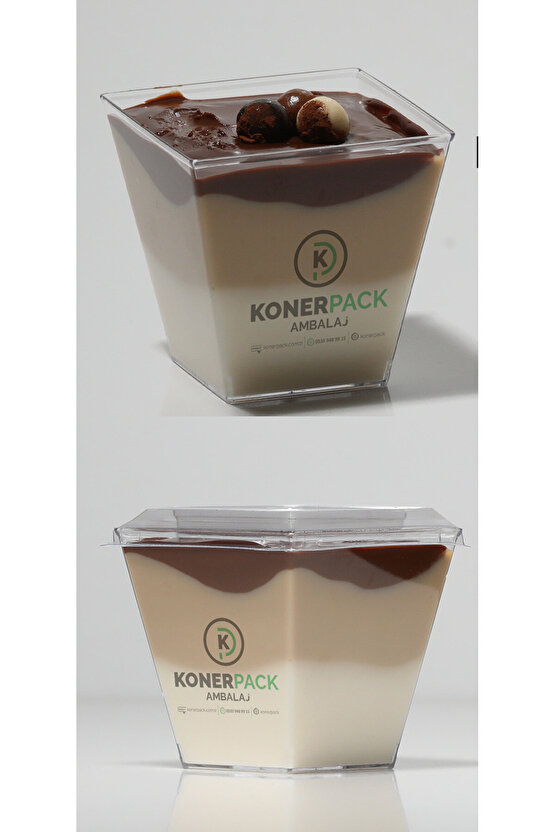 Prizma Tatlı Kasesi 100 Adet Kapak Dahil,Şeffaf Renk Magnolya kasesi,Mika Sert Plastik Tatlı Kasesi