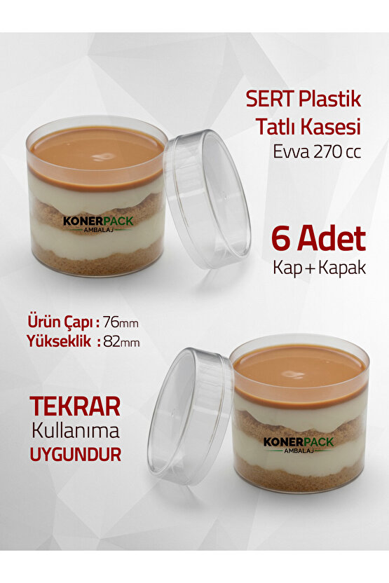 6 Adet Kapaklı Sert Plastik Magnolya Kasesi 270 cc