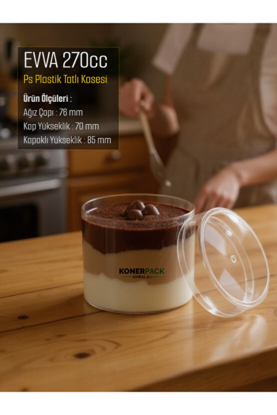 6 Adet Kapaklı Sert Plastik Magnolya Kasesi 270 cc