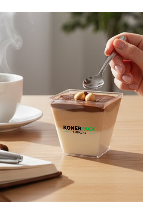 50 Adet Mika Plastik Şeffaf KAPAKSIZ Sunum Kabı 200cc Tatlı & Meze ve Salata Kasesi