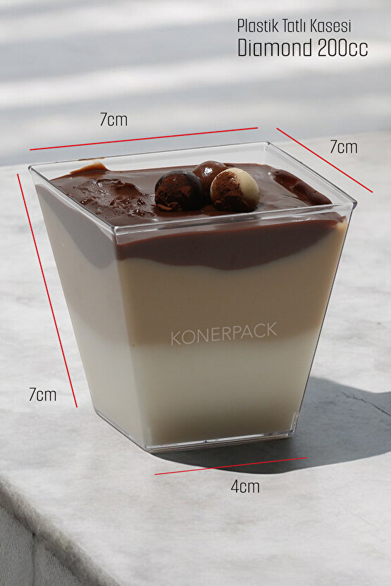 50 Adet Mika Plastik Şeffaf KAPAKSIZ Sunum Kabı 200cc Tatlı & Meze ve Salata Kasesi