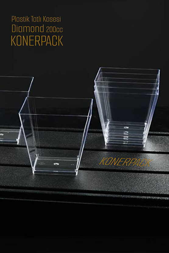 50 Adet Mika Plastik Şeffaf KAPAKSIZ Sunum Kabı 200cc Tatlı & Meze ve Salata Kasesi