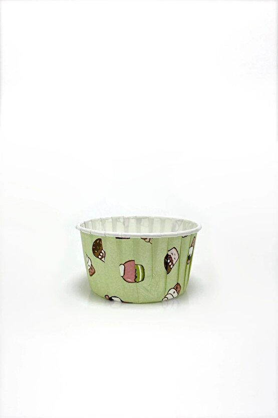 Kağıt Muffin Kek Kapsülü Dondurma Desenli Mint Yeşili 50li - V