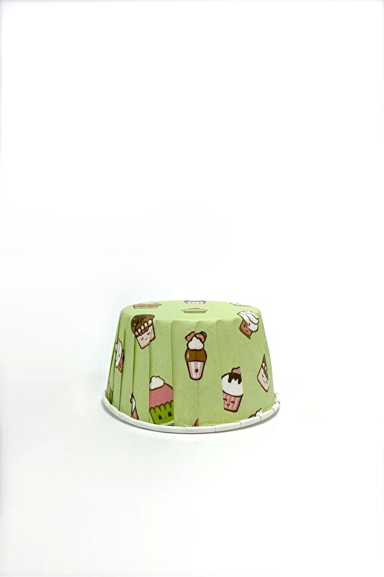 Kağıt Muffin Kek Kapsülü Dondurma Desenli Mint Yeşili 50li - V