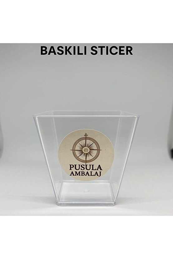 120cc Kübik Prizma Üçgen Mika Sert Plastik Kase Sunum İçin Firmanıza Özel Sticer Baskı 80 adet Meze