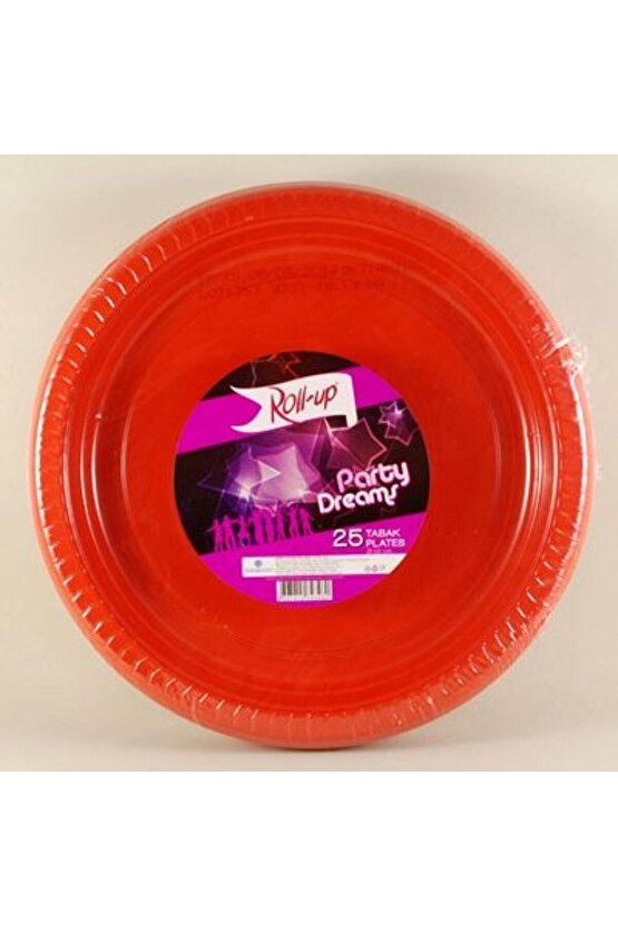 Partı Tabak Plastık Kırmızı Pk 25 Lı Yuvarlak 22 Cm
