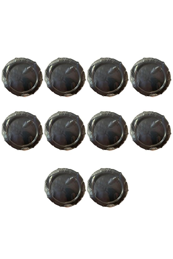 Davet Parti Sunum Doğum Günü Siyah Renkli Sert Plastik Mika Tabak - 22 Cm. -6 Adetlik 10 Pake