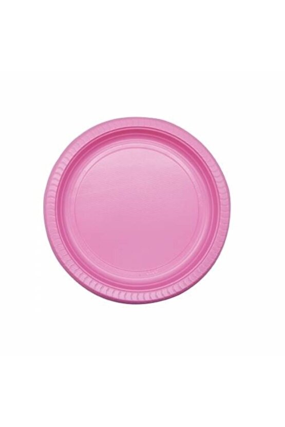 Düz Pembe Plastik Tabak 25li