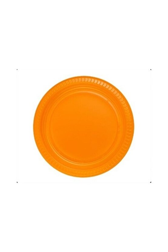 Alsepetavm Turuncu Renkli Plastik Tabak 23 Cm 25 Adet