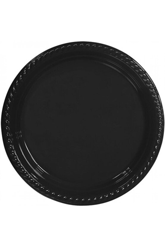 Parti Aksesuar Siyah Plastik Tabak 22 cm 25 Adet