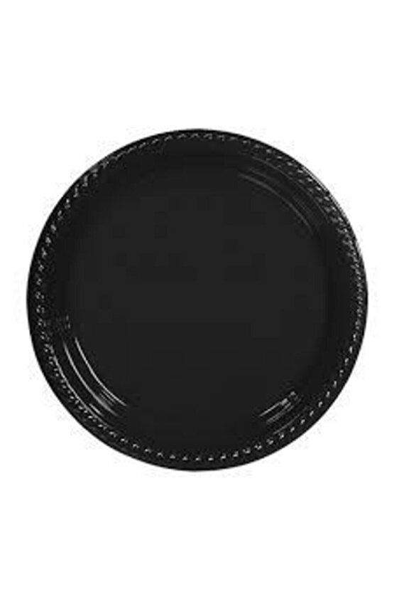 Siyah Plastik Tabak Bardak Çatal Seti - Lüx Plastik 25 Kişilik Doğum Günü Set -