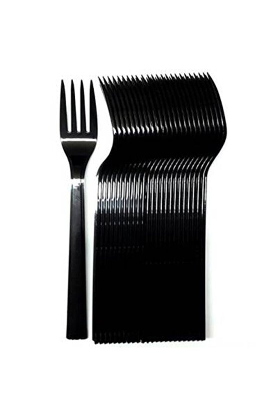 Partibulutu Siyah Plastik Çatal 25li