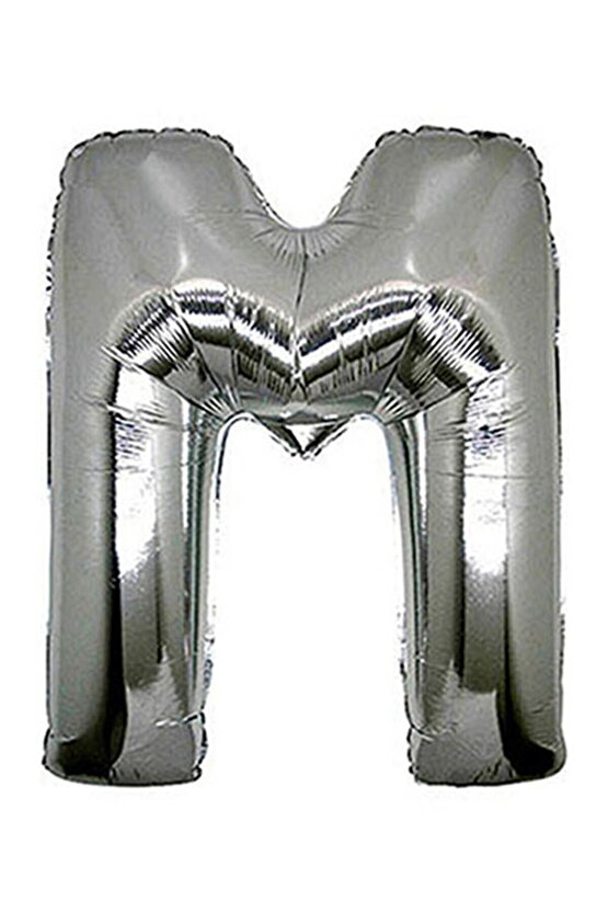M Harf Silver Folyo Balon Harfli Balon 100 Cm Dev Boy