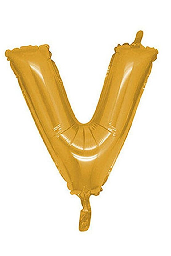 V Harf Gold Folyo Balon Harfli Helyum Balon 100 Cm Dev Boy