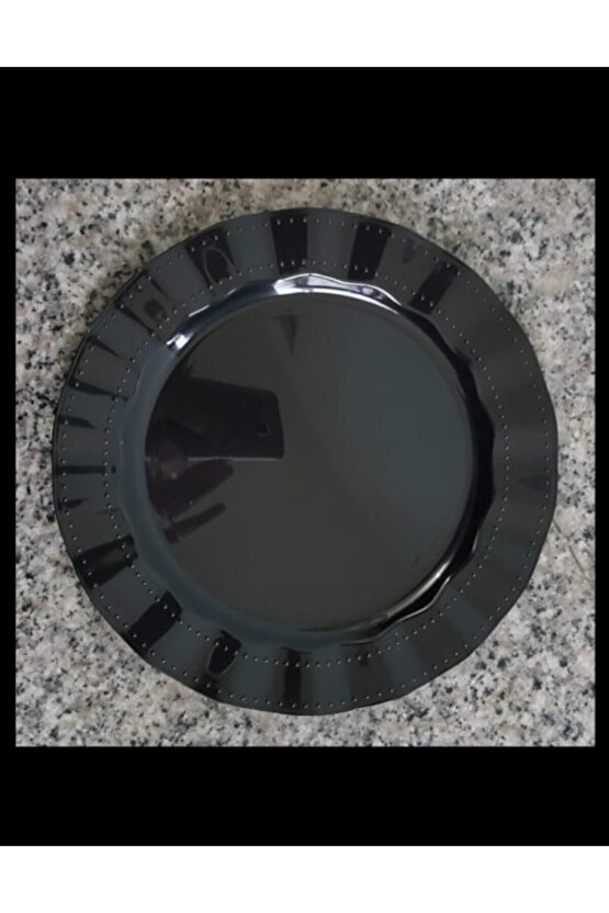 Plastik Tabak Sert Lüks 26cm (6 Adet) Renk Siyah