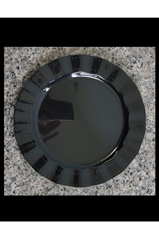 Plastik Tabak Sert Lüks 18cm (6 Adet) Renk Siyah