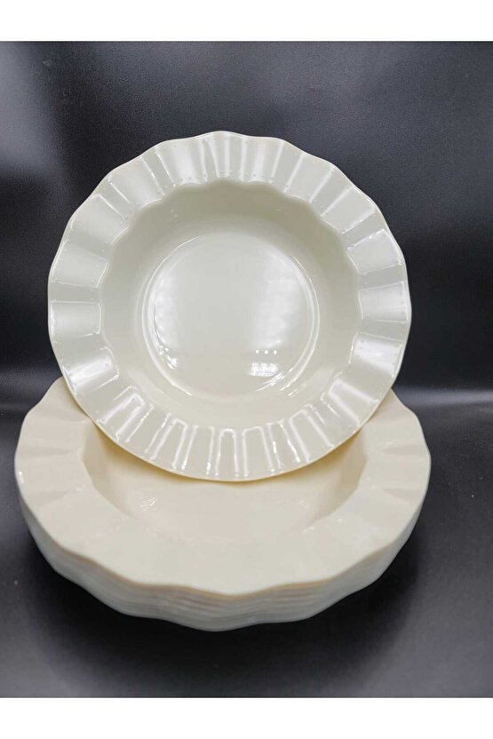 Mika Lüks Plastik Kase 22 cm Krem 10 Adet